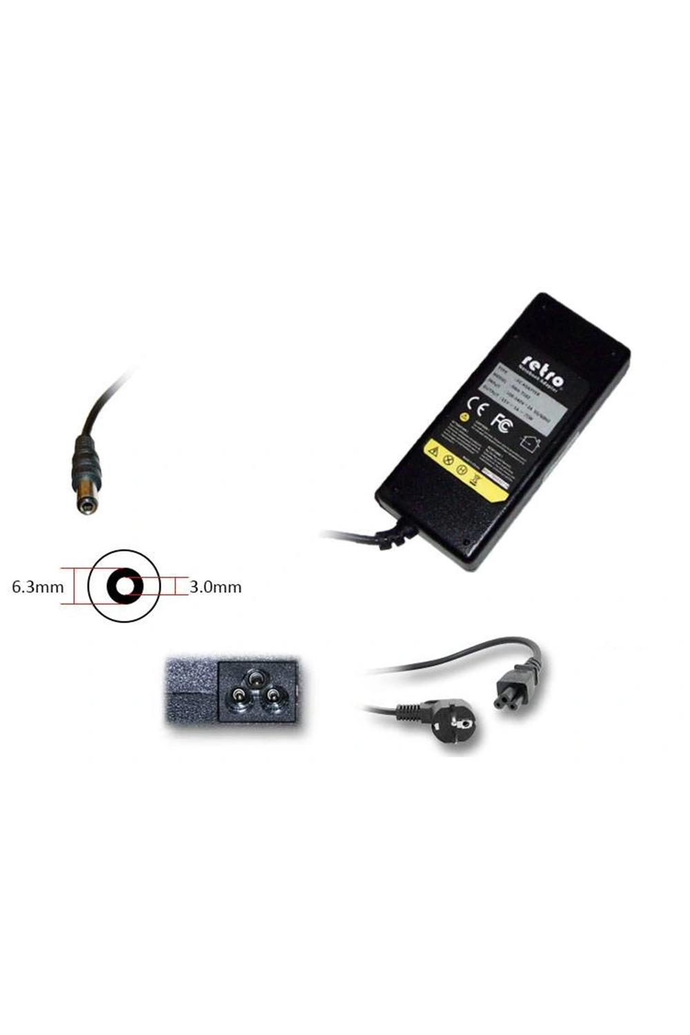 ADAPTOR DCA-T023 15V 5A 6.3mm x 3.0mm 75w