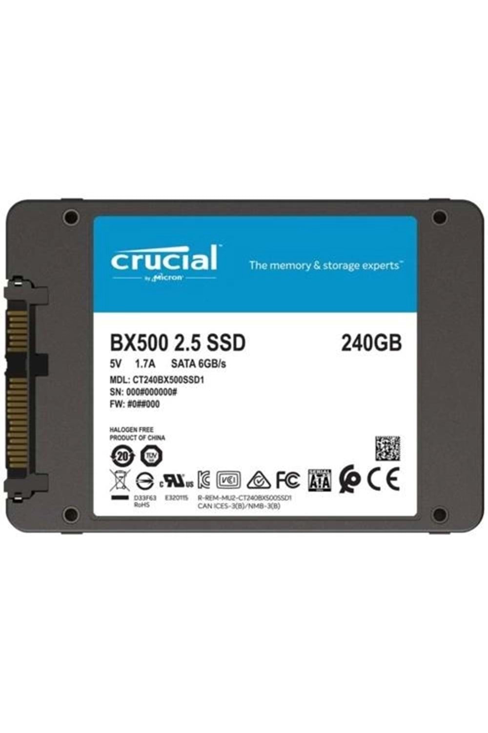 Ssd Crucial 240Gb Bx500 3Dnand Ct240Bx500Ssd1 540-500 Mb/S