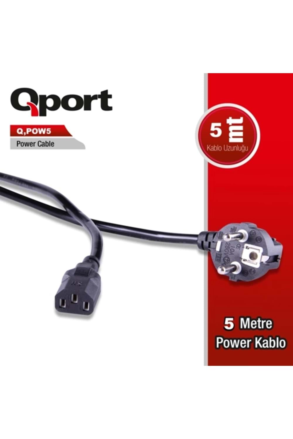 Kablo Qport Q-Pow5 5Mt Pc Power Kablosu