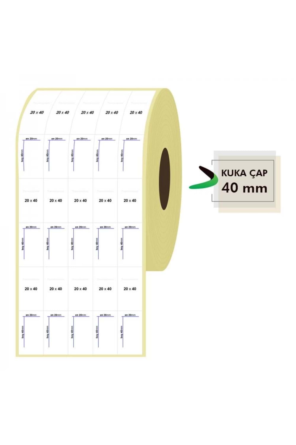 RULO KAĞIT TERMAL ETİKET 20mm X 40mm 5 SIRA 4550 ADET