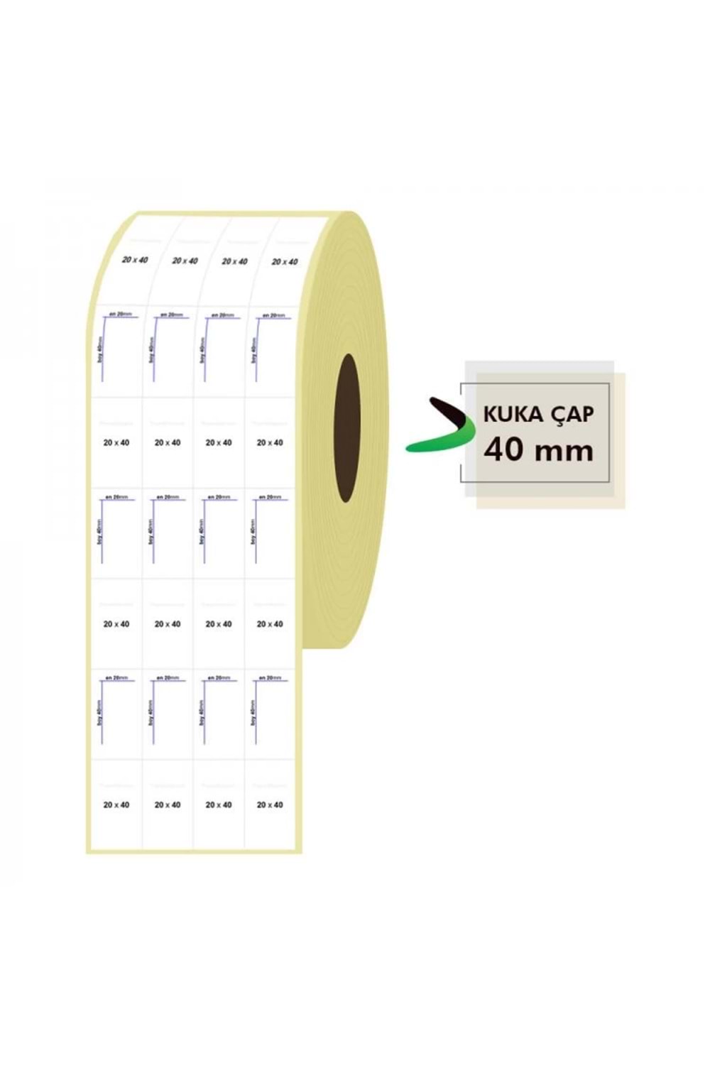 RULO KAĞIT TERMAL ETİKET 20mm X 40mm 4 SIRA 4000 ADET