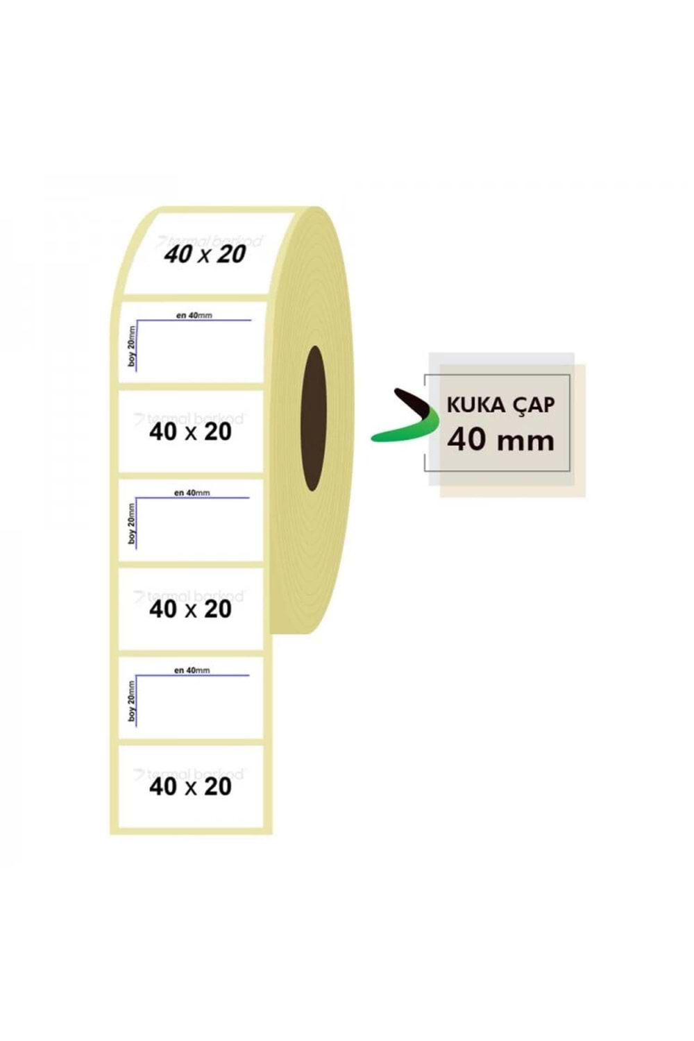 RULO KAĞIT TERMAL ETİKET 40mm X 20mm 2000 ADET