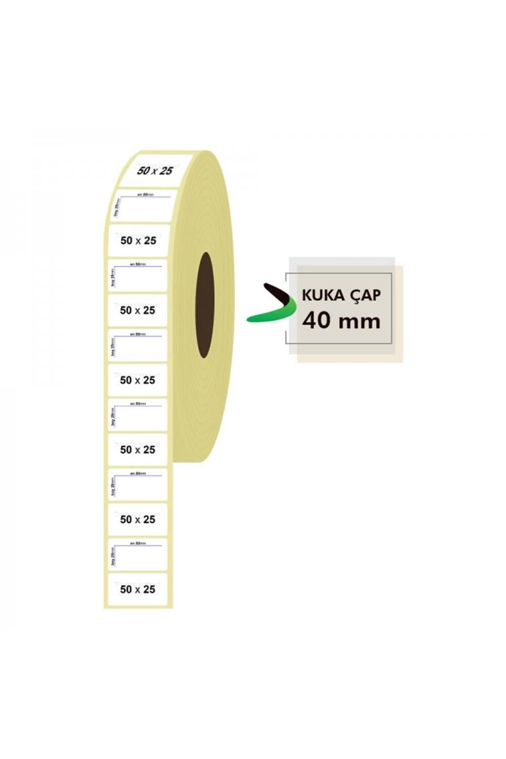 RULO KAĞIT TERMAL ETİKET 50mm X 25mm 1750 ADET