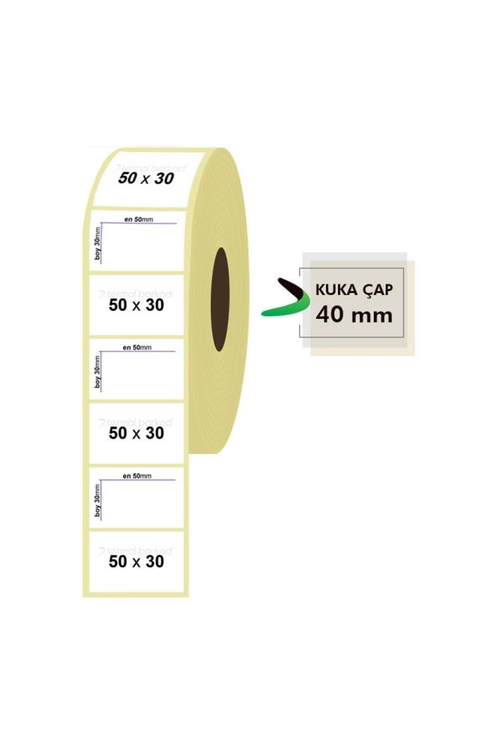 RULO KAĞIT TERMAL ETİKET 50mm X 30mm 1500 ADET