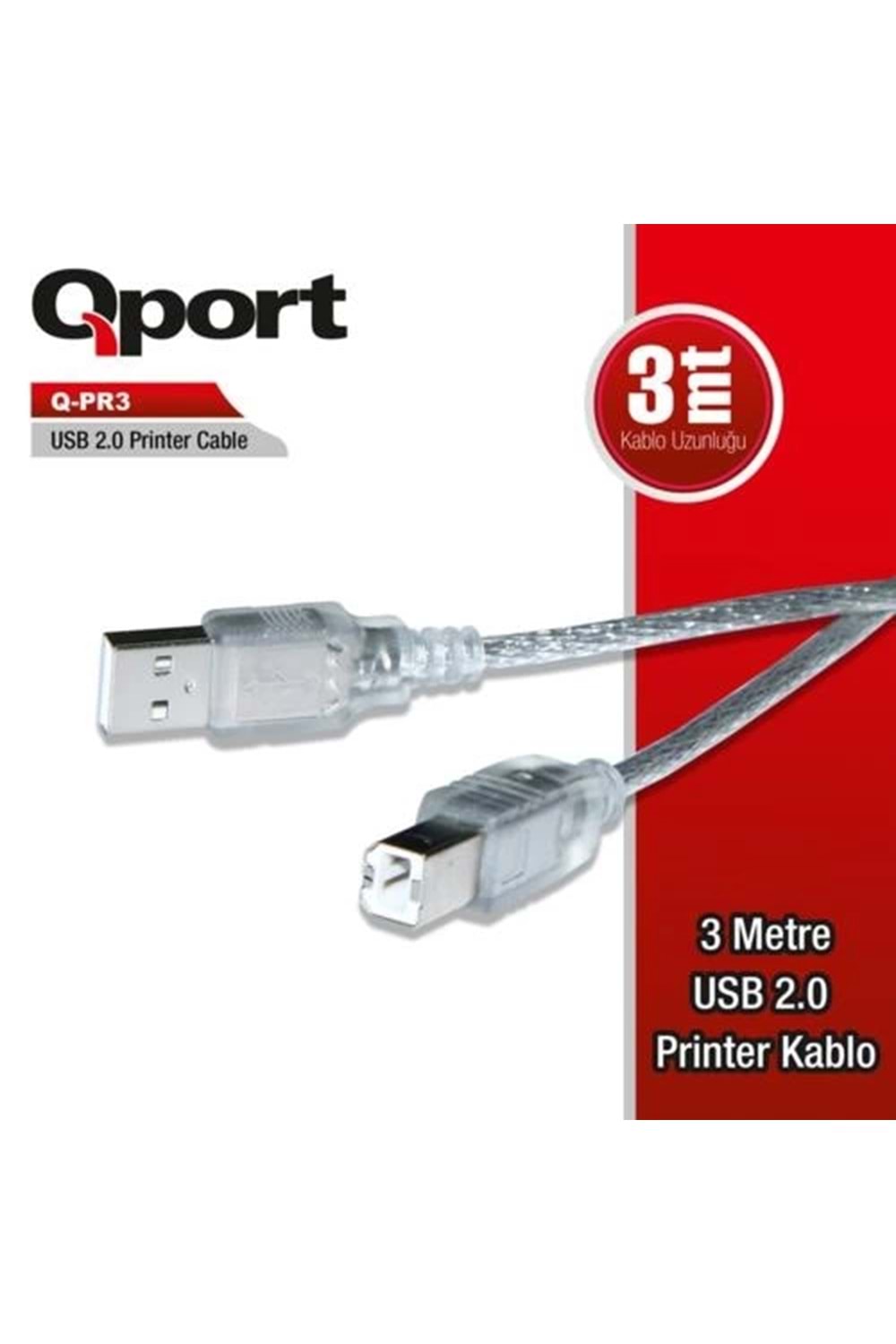 Kablo Qport Q-Pr3 Usb 2.0 3Mt Yazıcı Kablosu