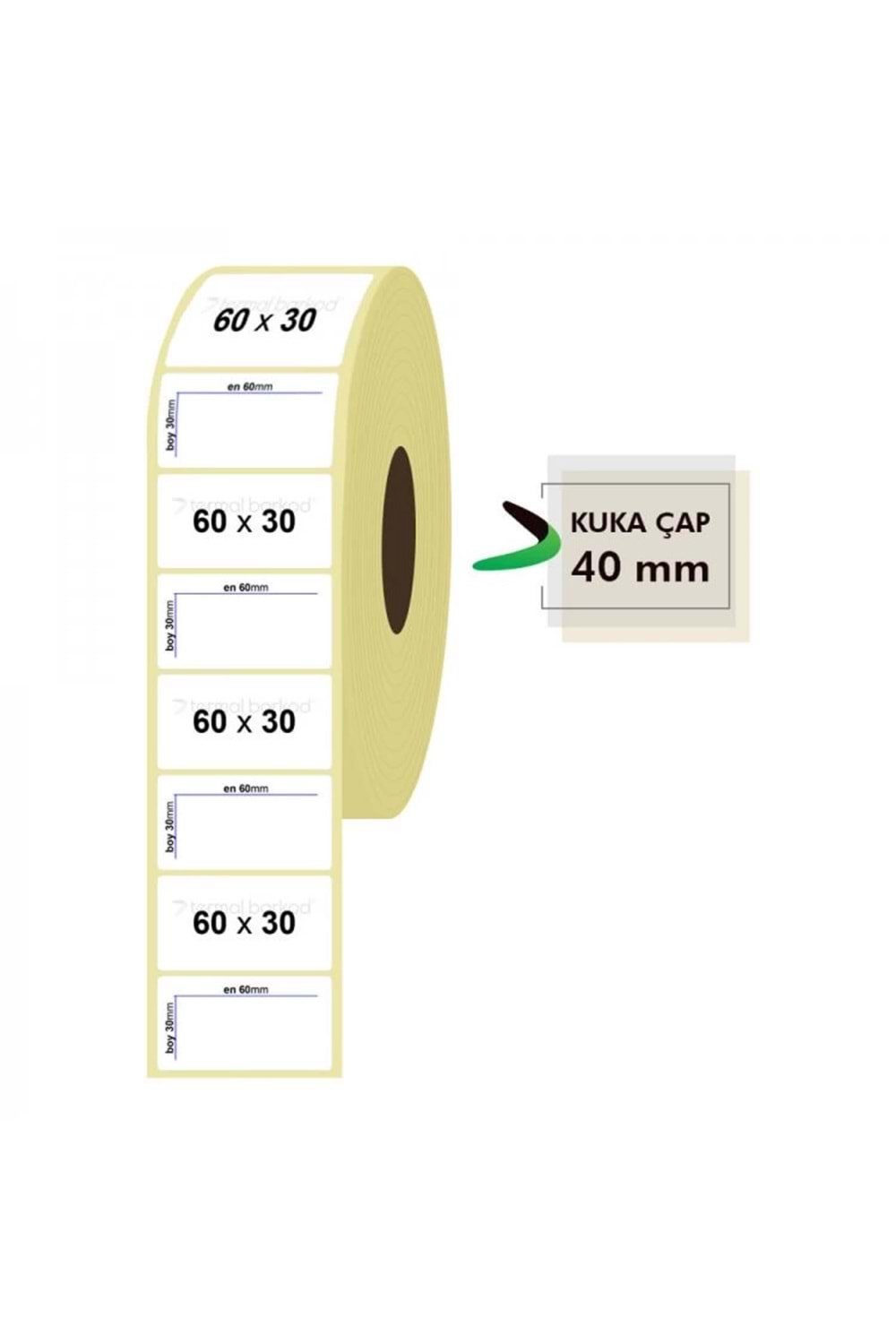 RULO KAĞIT TERMAL ETİKET 60mm X 30mm 1500 ADET