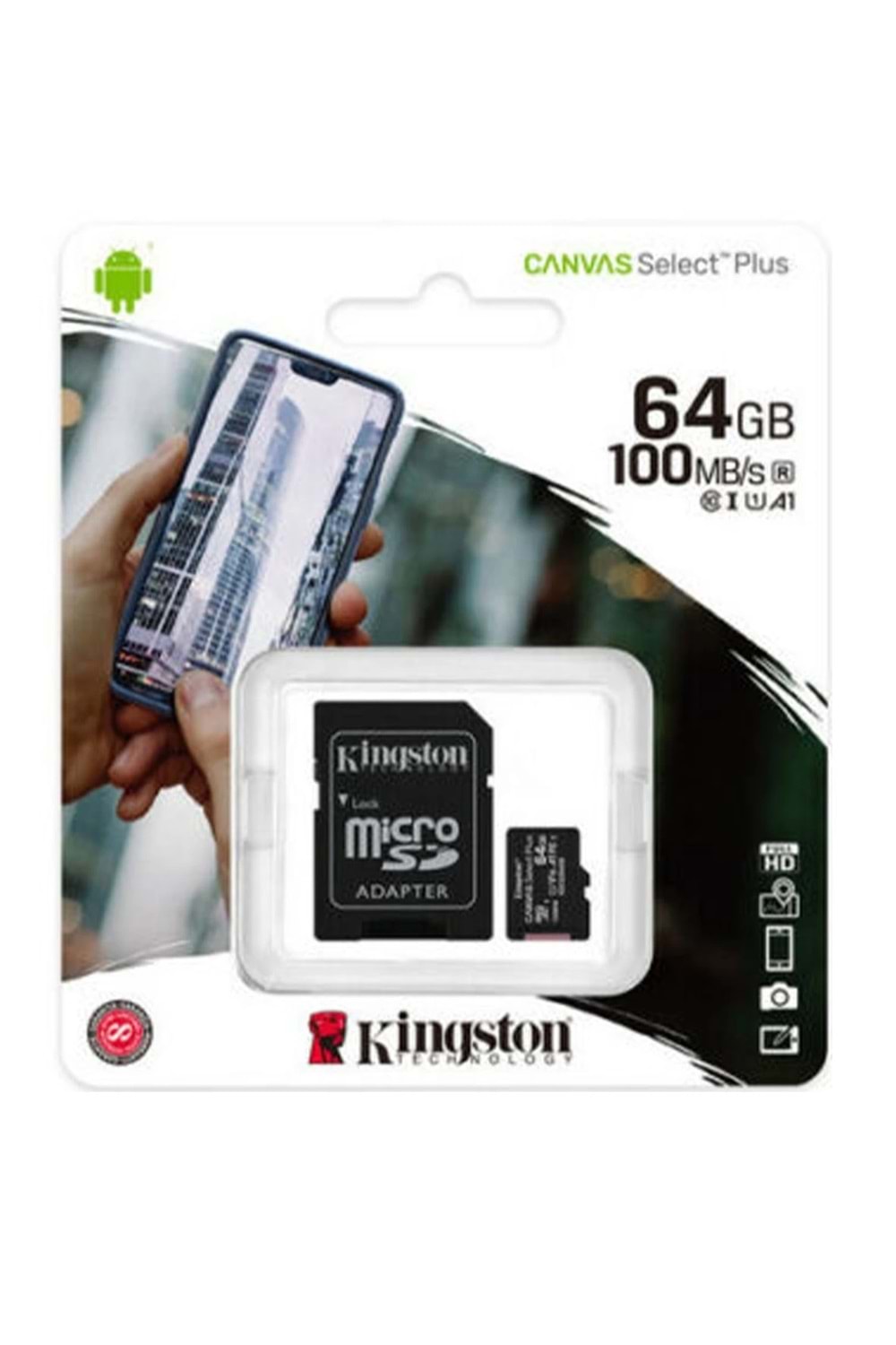 BELLEK KINGSTON 64GB MICRO SD CL10 SDCS2/64GB 100MB/s UHS-I, U1, V10