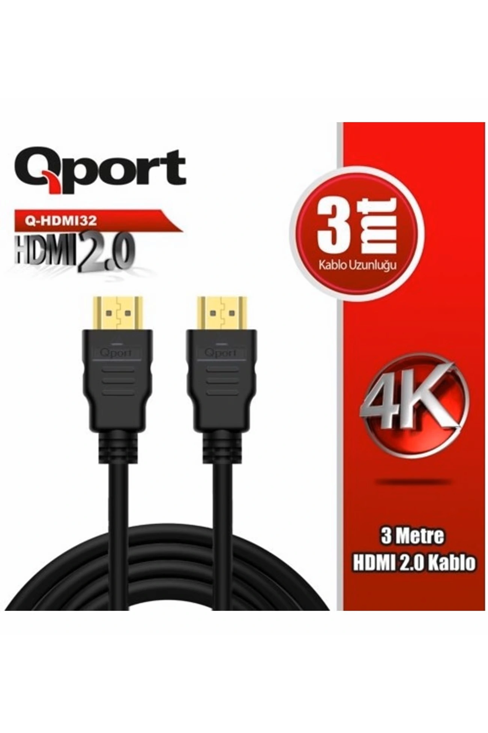 Kablo Qport Q-Hdmi32 3Mt Hdmi 2.0 4K Kablo