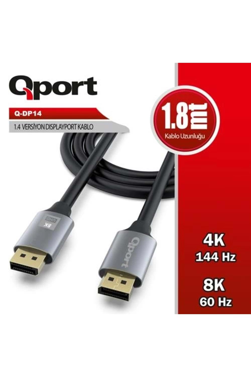 KABLO QPORT Q-DP14 1.8M DISPLAY PORT 4K 3840x2160