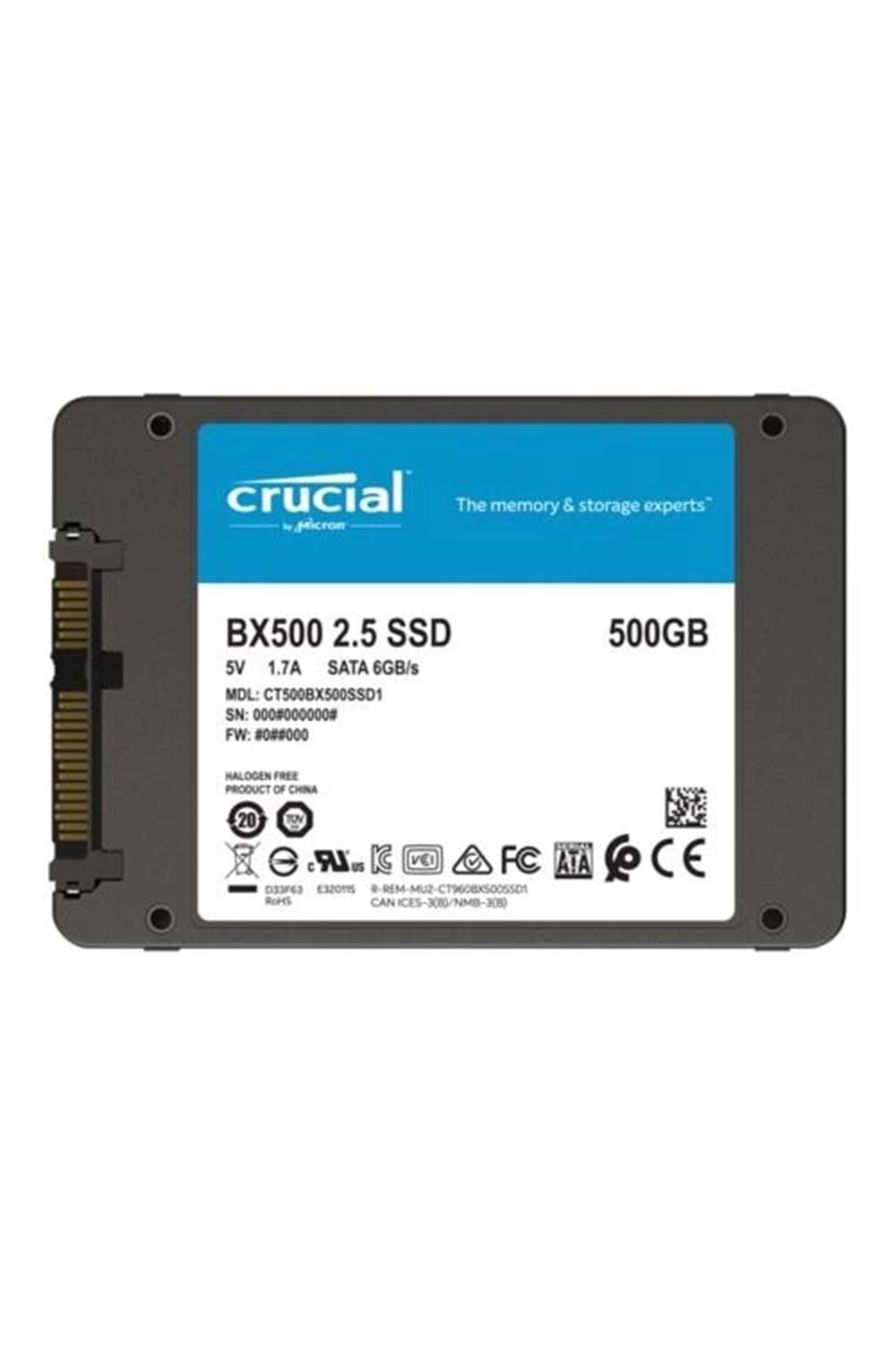 Ssd Crucial 500Gb Bx500 3Dnand Ct500Bx500Ssd1 550 - 500 Mb/S