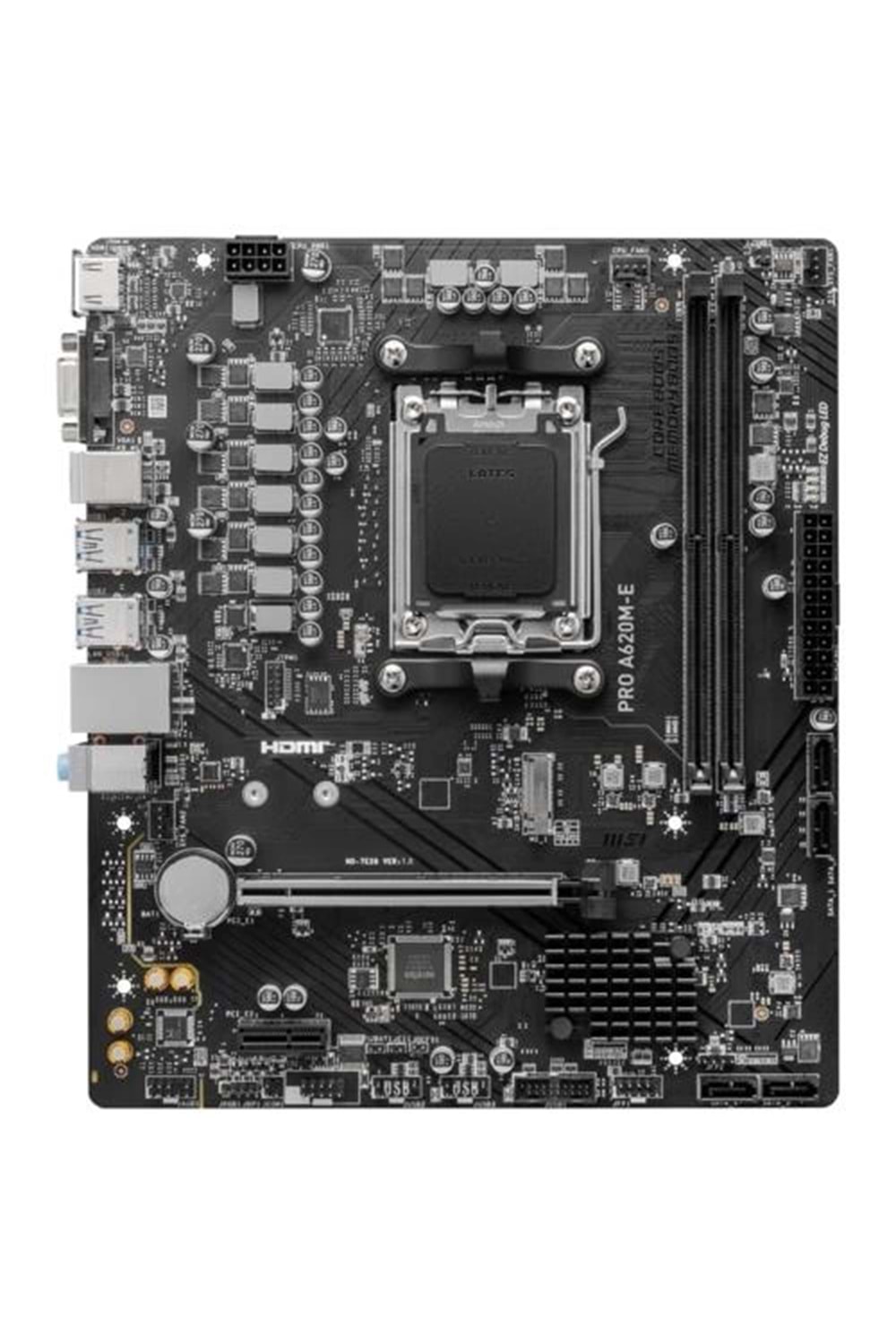 ANAKART MSI PRO A620M-E AM5 DDR5 6800(OC) HDMI, VGA, 1x M.2, USB3.2, G