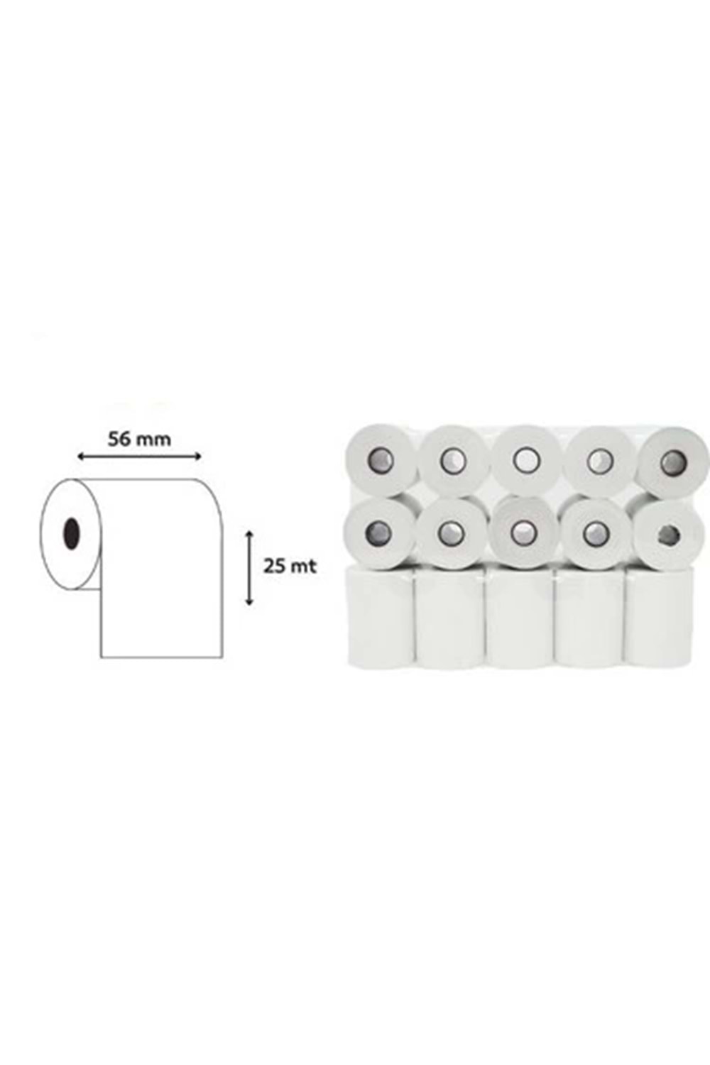 RULO KAĞIT TERMAL Yazar Kasa / Pos cihazı rulosu 56mm x 25m 10lu