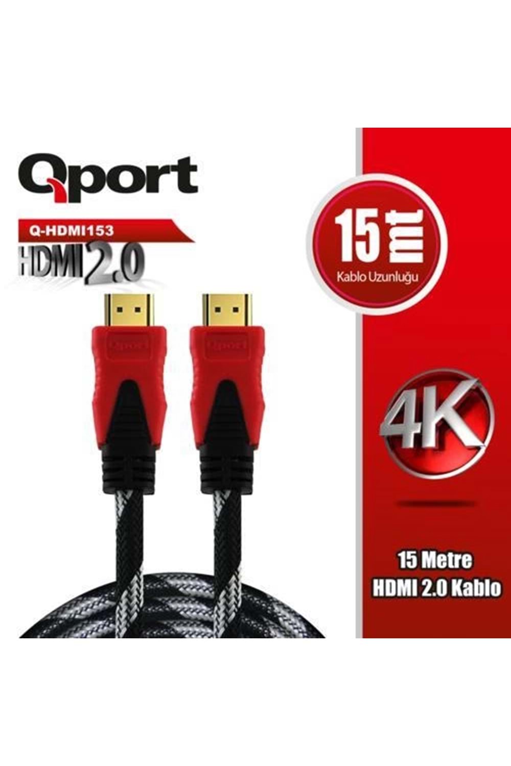 KABLO QPORT Q-HDMI153 15MT 2.0V/VERSİYON 4K/Altın Uçlu