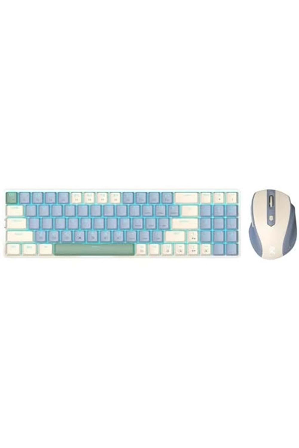 REDRAGON BS-8772CB WIRELESS KEYBOARD AND MOUSE - Cream/Blue US LAYOUT