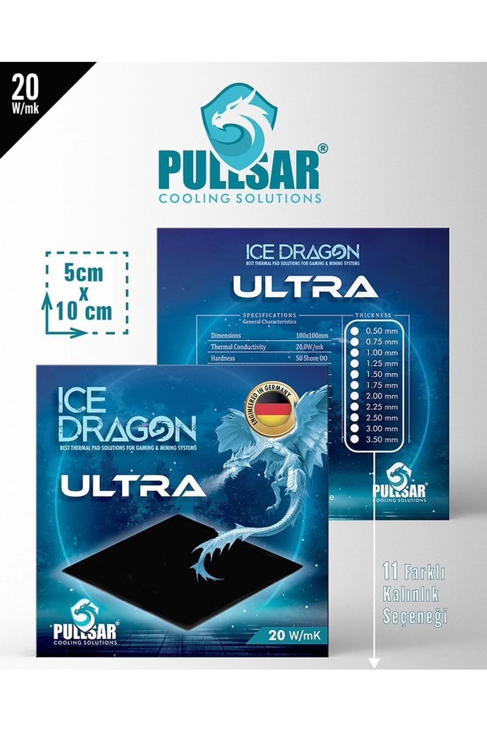 Aksesuar Ice Dragon Ultra Thermal Pad 20W/Mk 1.0 Mm Kalınlık 100X100Mm