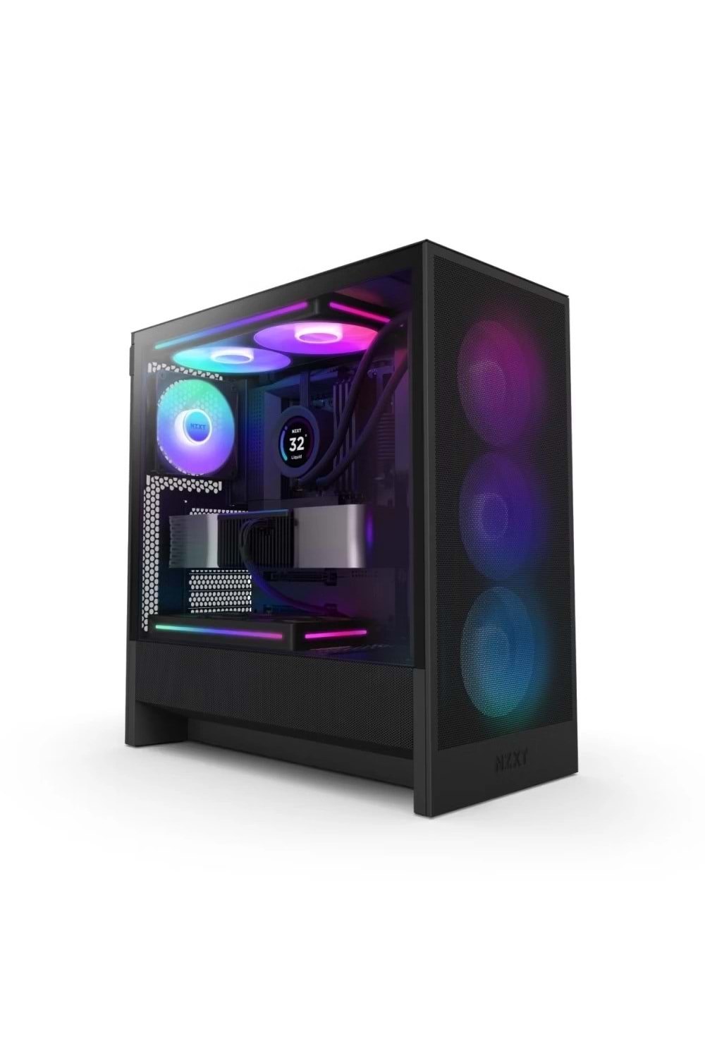 Kasa Nzxt H5 Flow(2024) Black Rgb Tempered Glass Usb 3.2 Atx Mid Tower