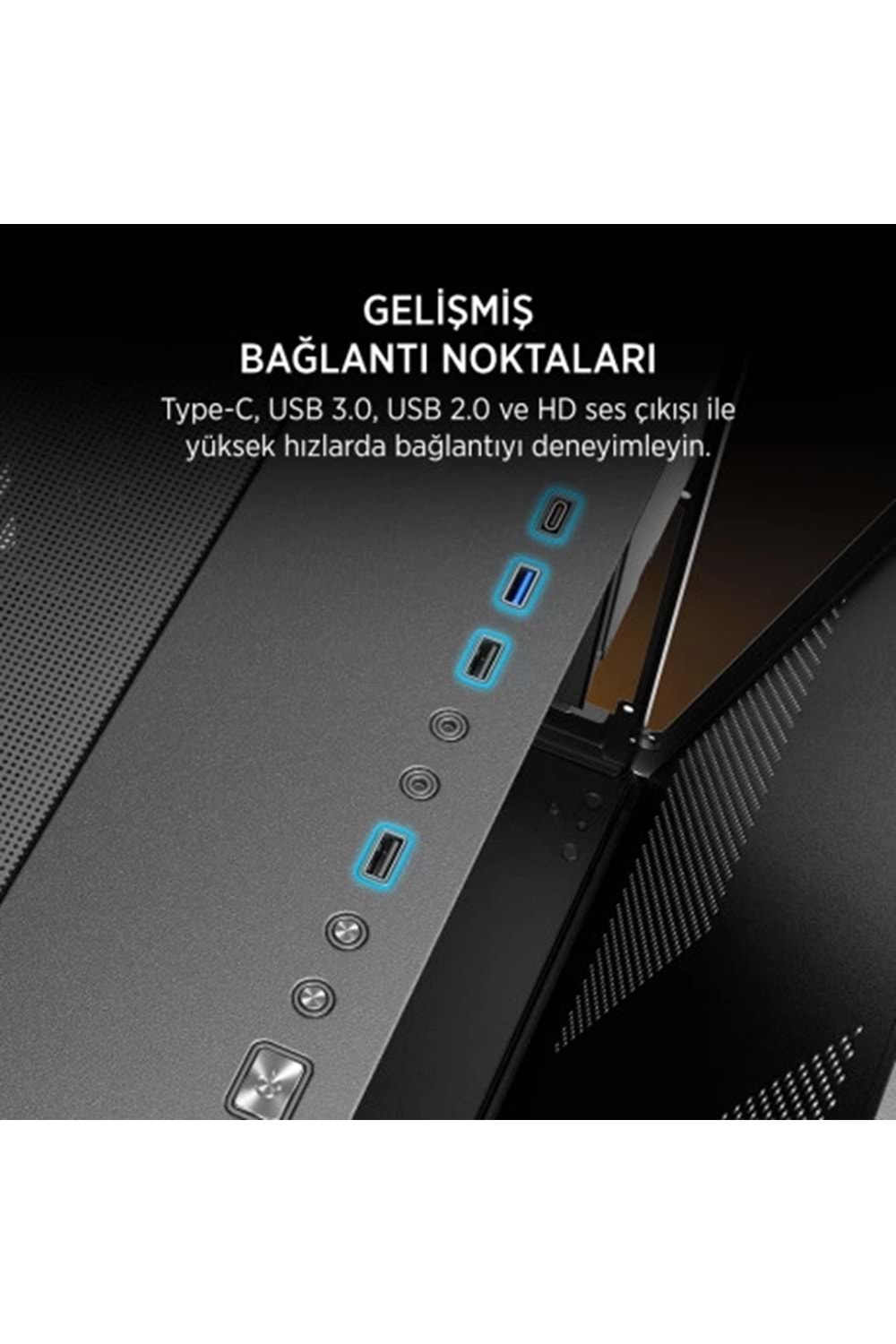 Kasa James Donkey Stark S800 4xARGB Temperli Cam ATX Siyah