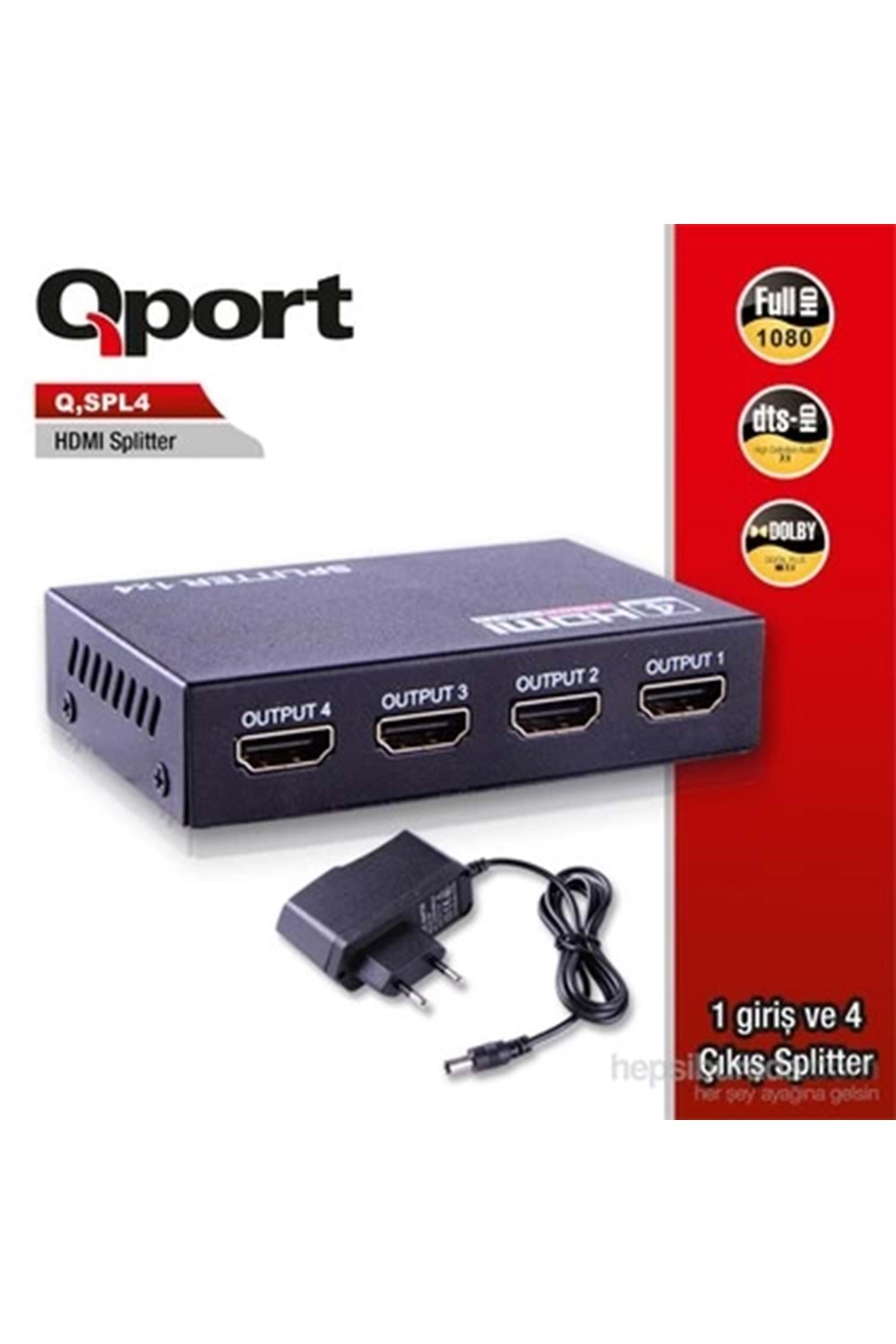 Qport Q-Spl4 Full Hd 1 Giriş 4Çıkışlı Hdmı Splıtter