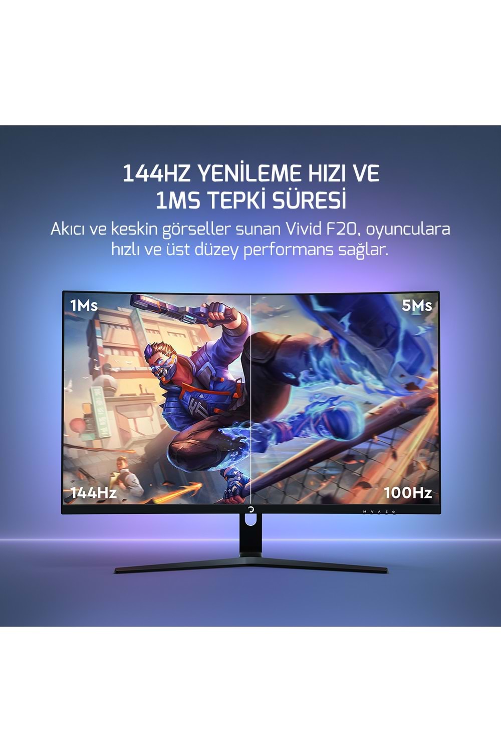 Monitor GamePower 27'' Vivid F20 Curved RGB 144Hz 1ms FHD Hoparlör