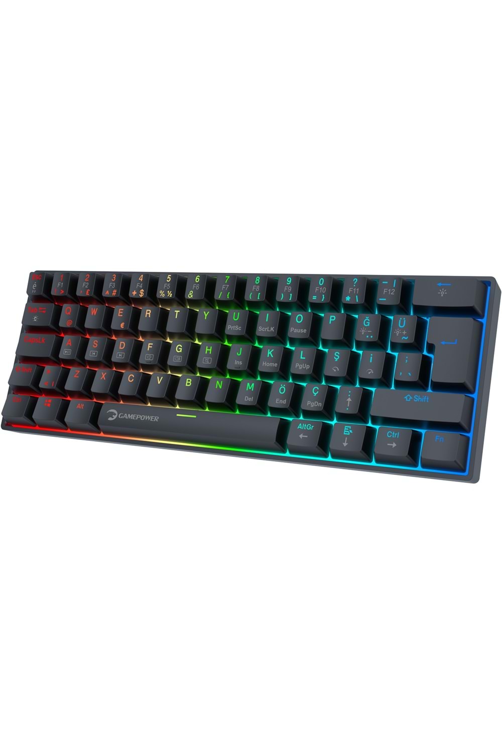 Klavye Gamepower Lyra Rgb 60m Mekanik Red Switch Siyah