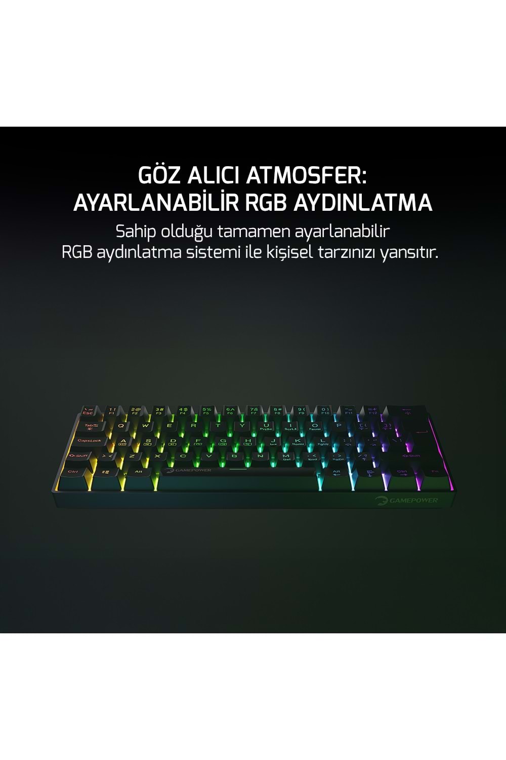 Klavye Gamepower Lyra Rgb 60m Mekanik Red Switch Siyah