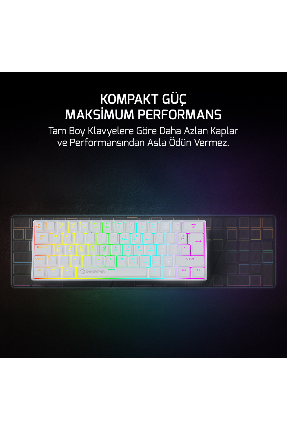 Klavye Gamepower Lyra Rgb 60m Mekanik Blue Switch Beyaz