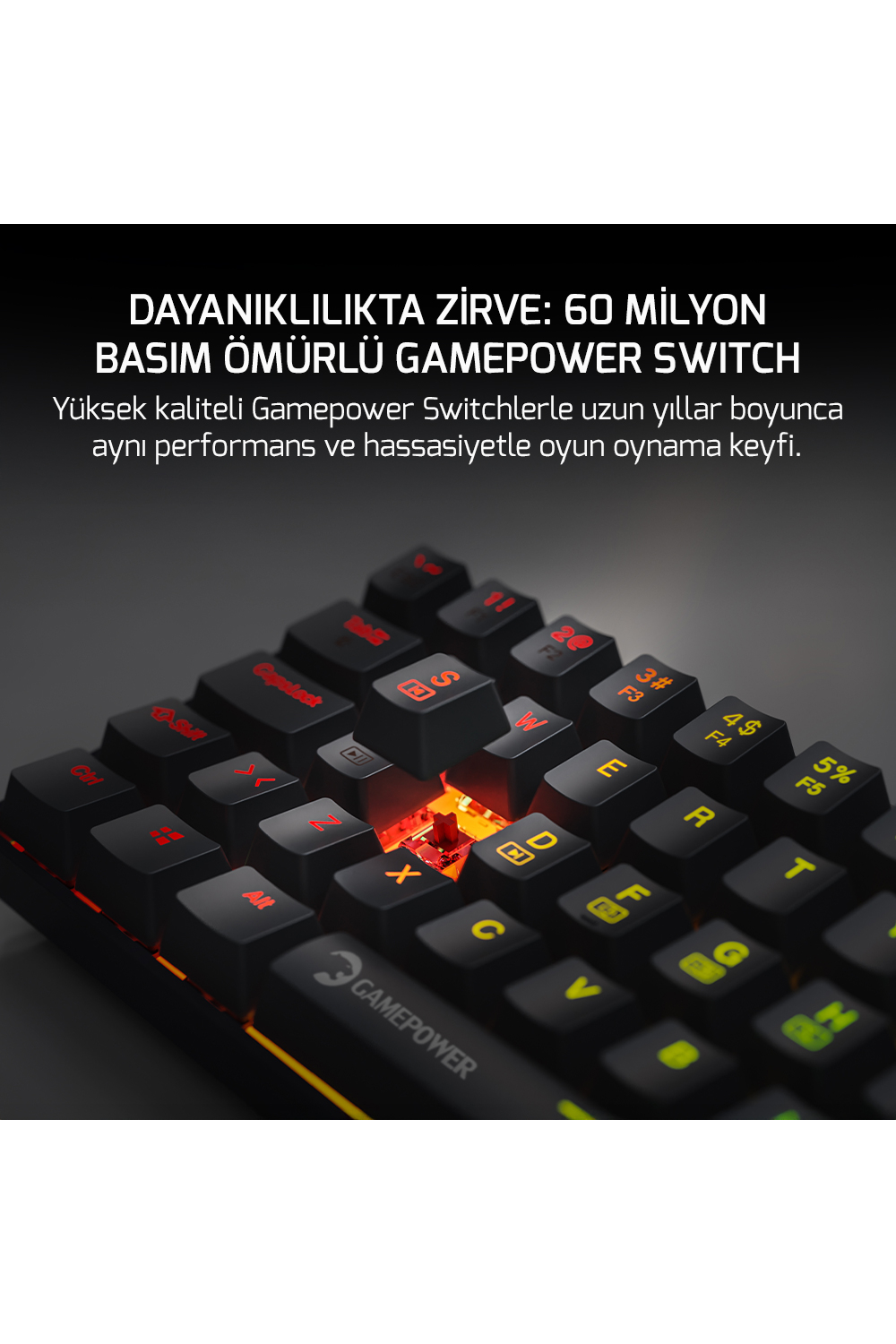 Klavye Gamepower Lyra Rgb 60m Mekanik Blue Switch Siyah