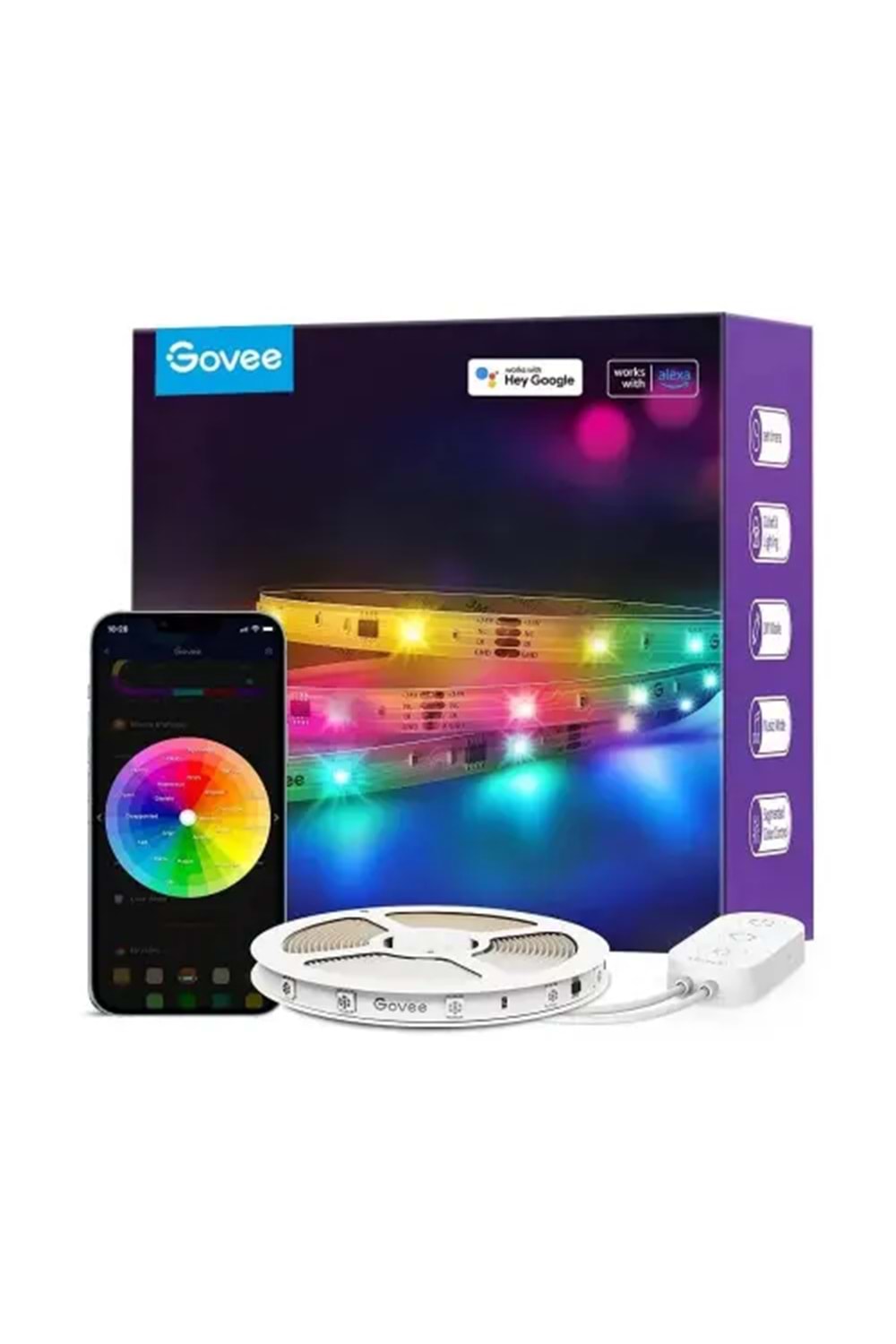 Govee RGBIC Basic Wi-Fi + Bluetooth LED Şerit Işıklar (10 M) - H618C