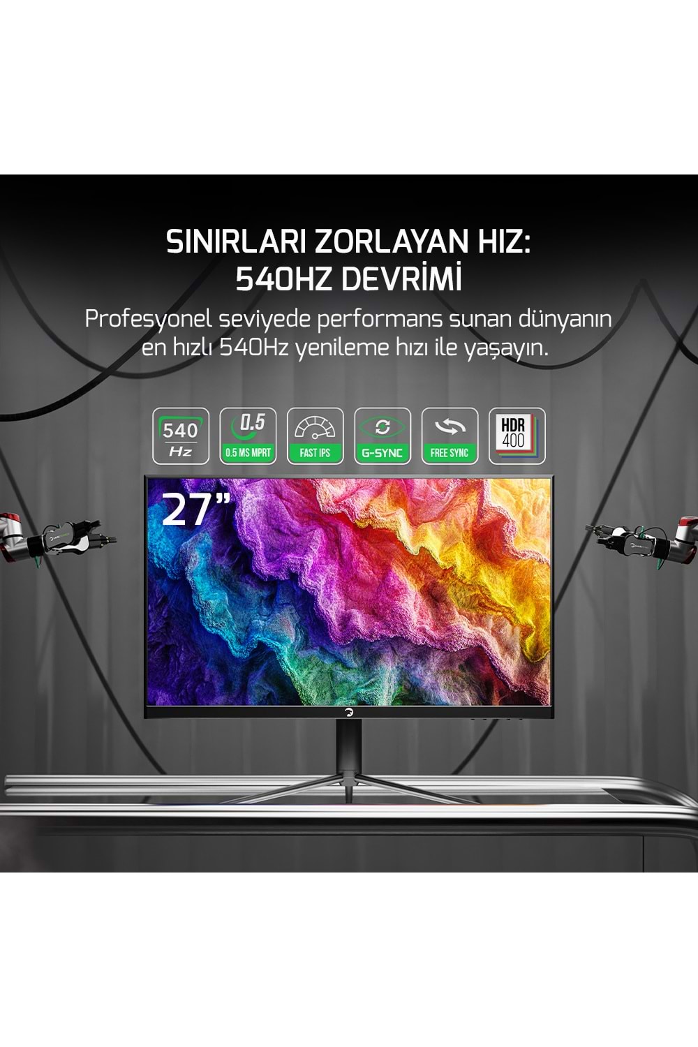 GamePower Lucid S60 27'' 0.5ms 540Hz Flat Fast IPS FHD RGB Pivot Speak