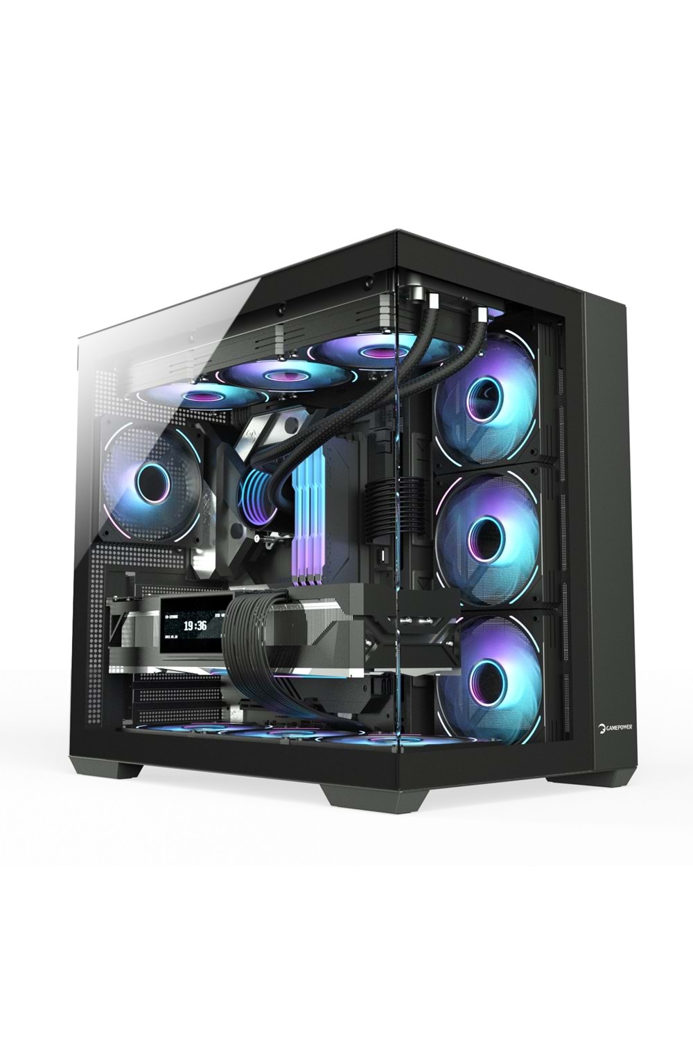 Kasa GamePower Warcry Prism 4xARGB Fan 650W 80+ Bronze Atx Siyah