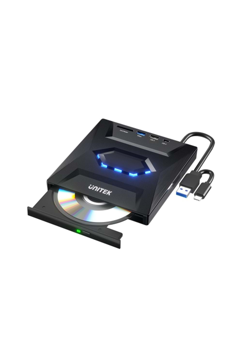 Unitek Harici DVD-RW TYPE-C/A+5in1 Donckin Station USB-A x2, USB-Cx1,