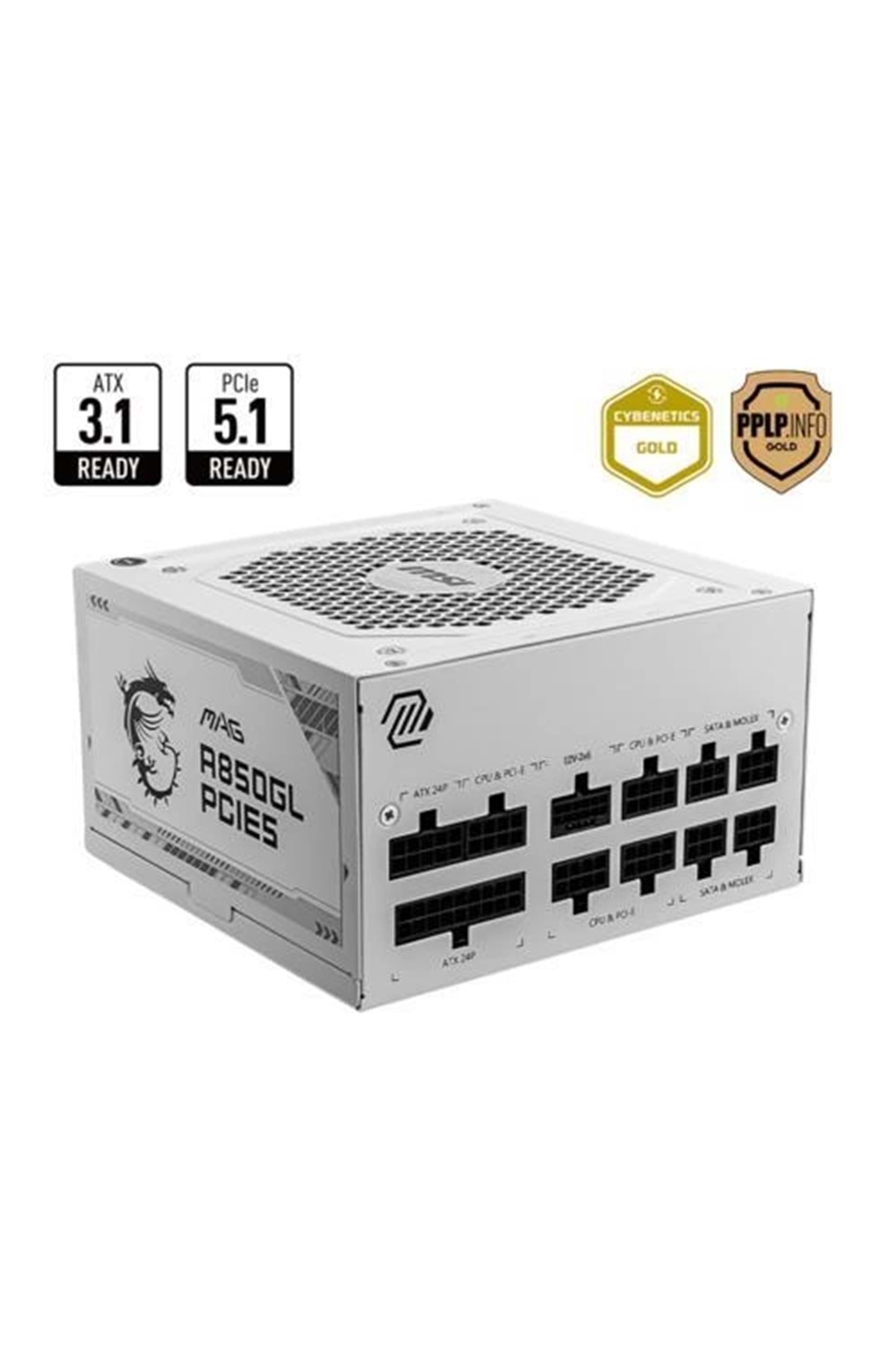 Power Supply Msi Mag A850Gl 850W 80+ Gold Full Modular Beyaz