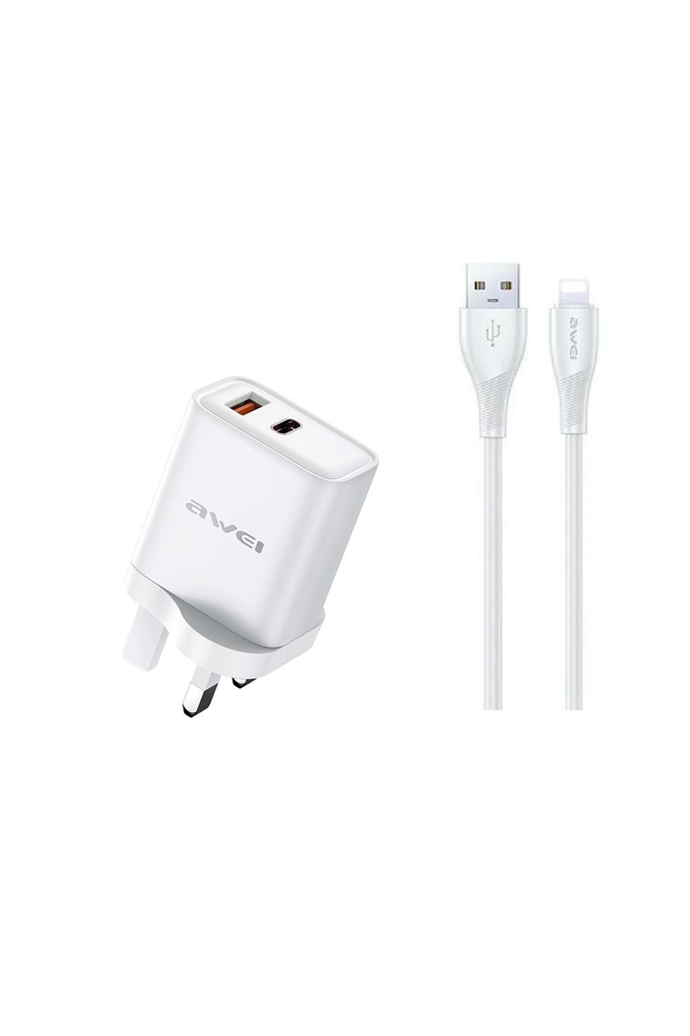 Adaptor Awei PD81L-UK USB USB-A & USB-C Lightning Beyaz