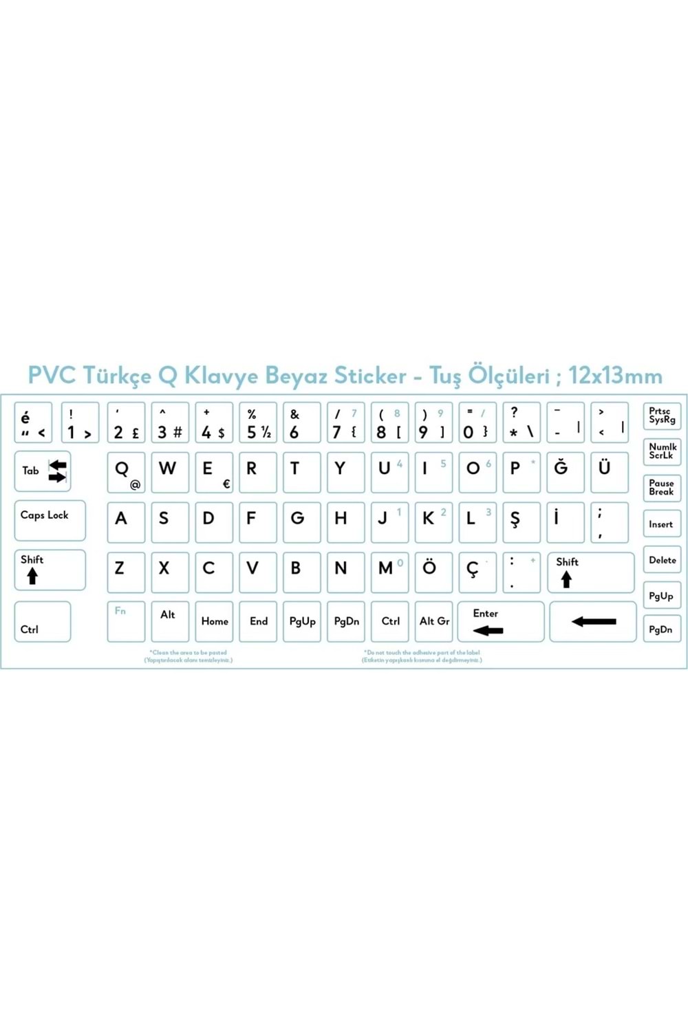 Klavye Etiketi Türkçe Turkish Sticker Beyaz