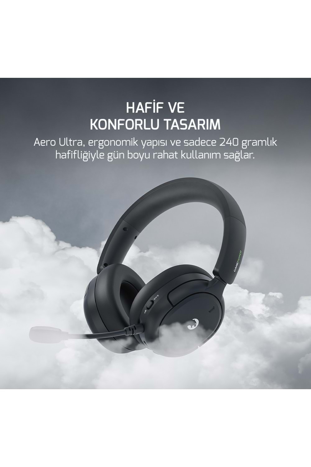 GamePower Aero Ultra Siyah Triple Mode Kablosuz/Bluetooth/2.4G Gaming
