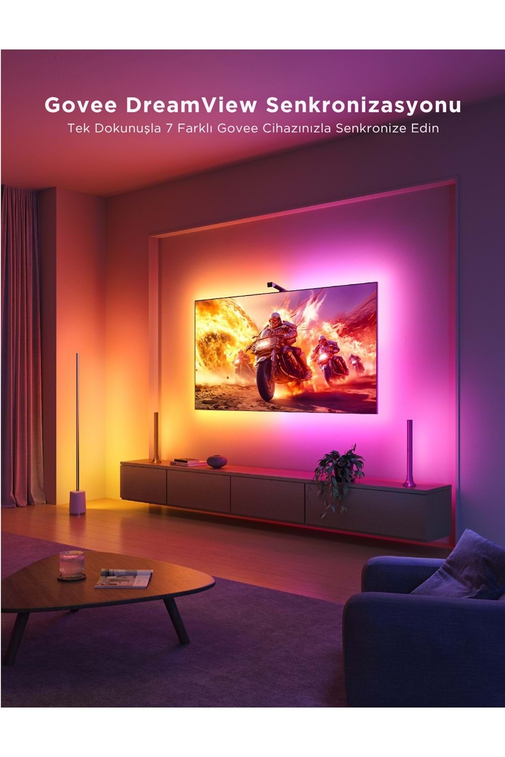 Govee Envisual T3 Lite TV Arkası Led Şerit Renk Ambiyans Aydınlatma H6