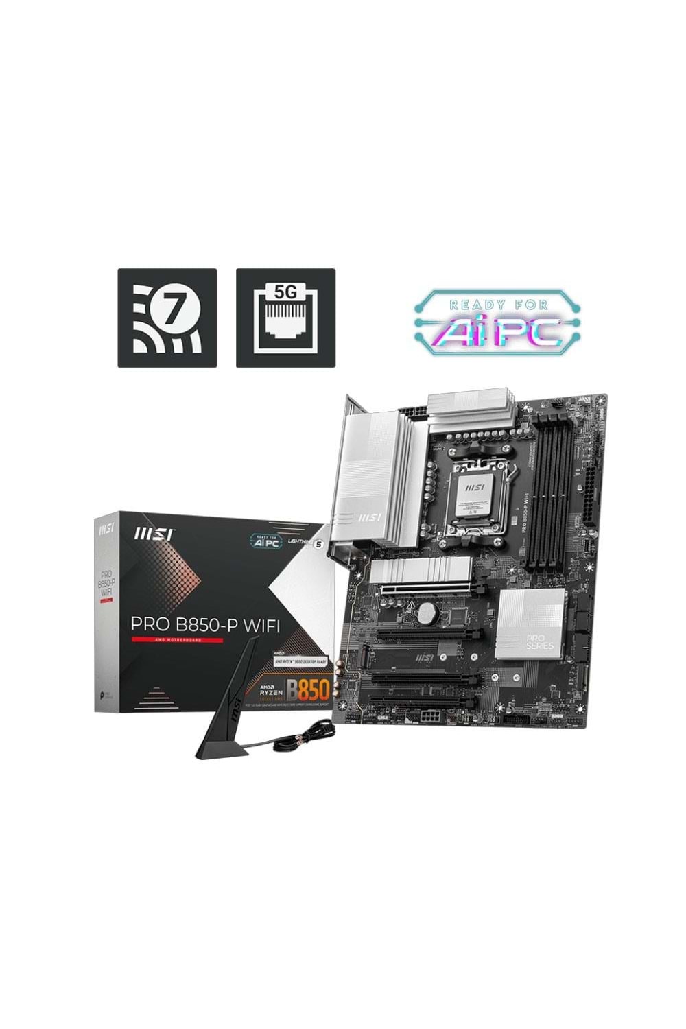 Anakart Msi Pro B850-P Wifi Am5 Ddr5 8200+(Oc)Mhz Atx