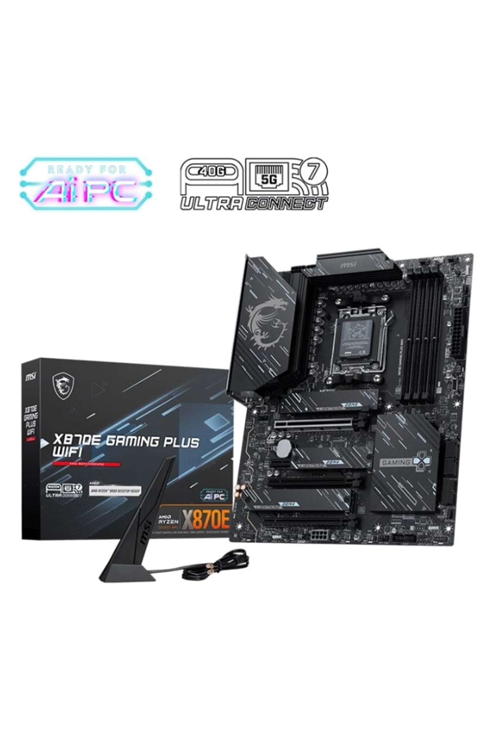 Anakart Msi Gaming Plus X870E Wifi Ddr5 8200+(Oc)Mhz AM5 Atx