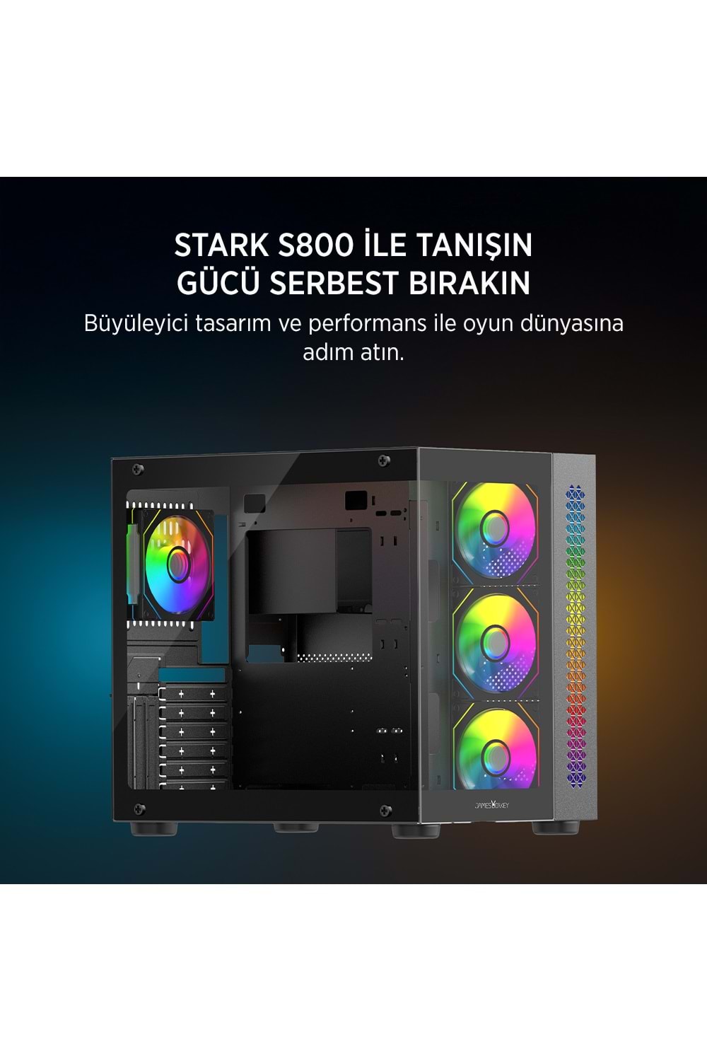 Kasa James Donkey Stark S800 4xARGB Temperli Cam 750W 80+ Bronze ATX S