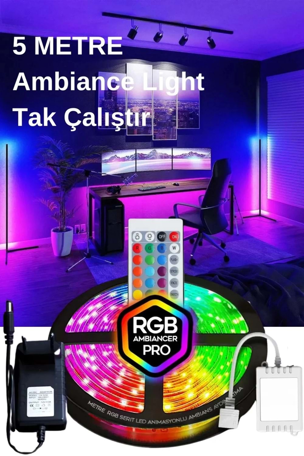 Rgb Led 16 Renk Varyasyonlu 1. Kalite 5 Metre Led