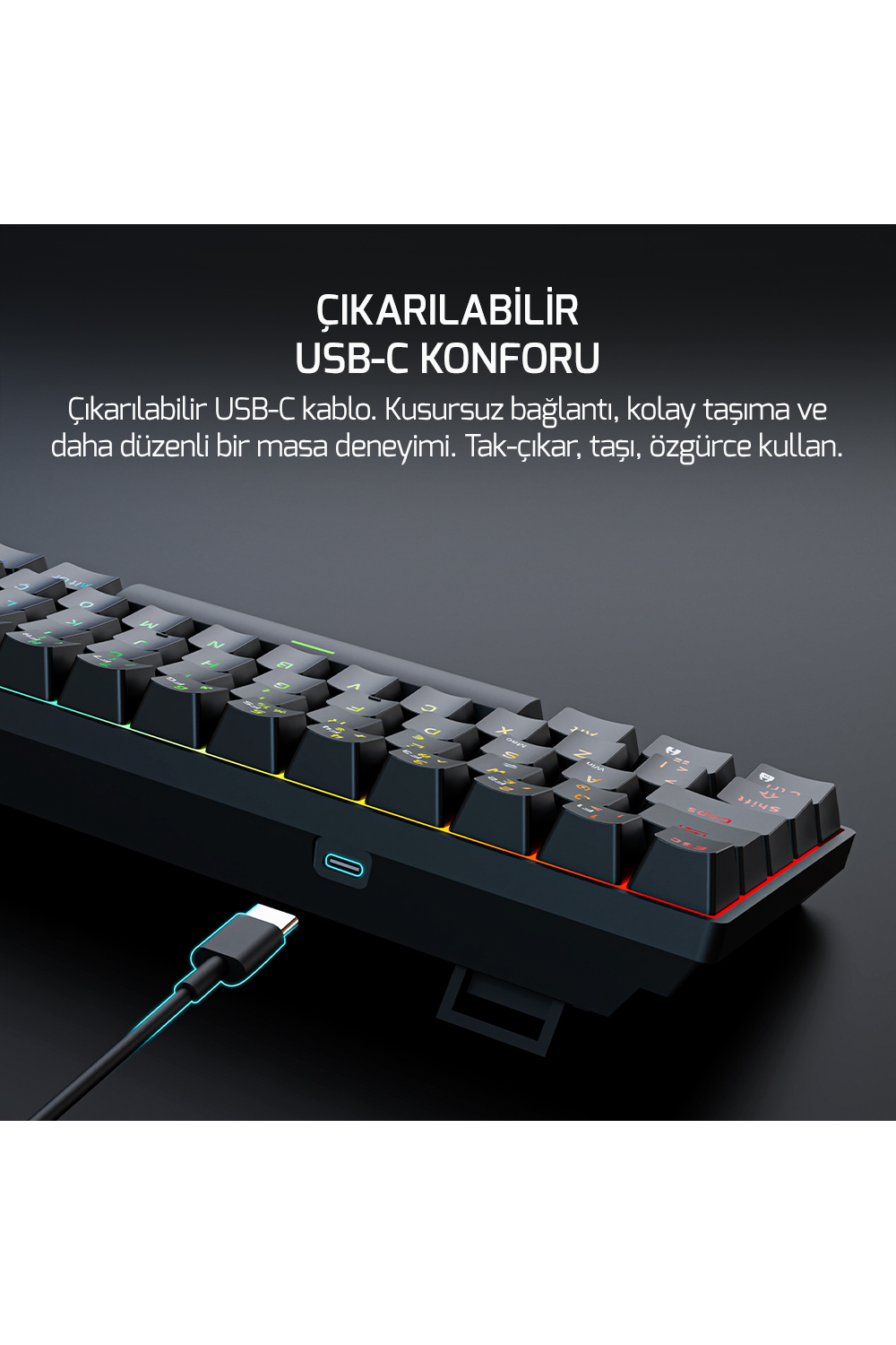 Klavye Gamepower Nexa He60 1K Rgb Kablolu Manyetik Switch Gaming