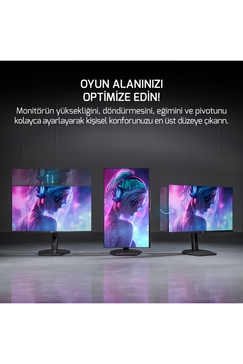 Monitör GamePower Lunis L90 27'' 260Hz 0.5Ms Fast IPS QHD 2K RGB Pivot