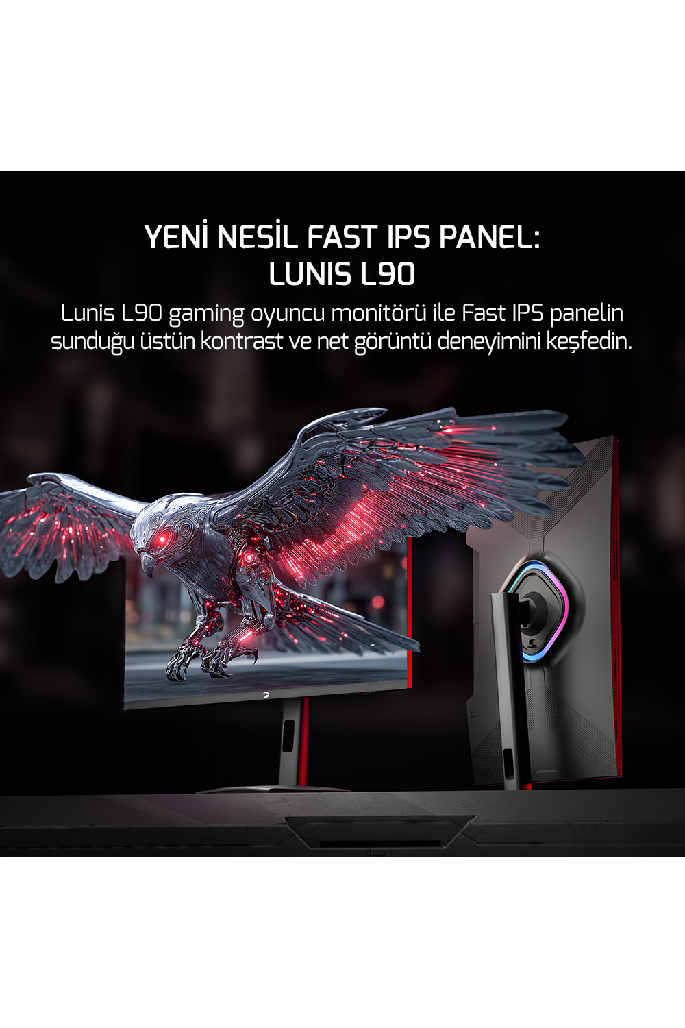 Monitör GamePower Lunis L90 27'' 260Hz 0.5Ms Fast IPS QHD 2K RGB Pivot