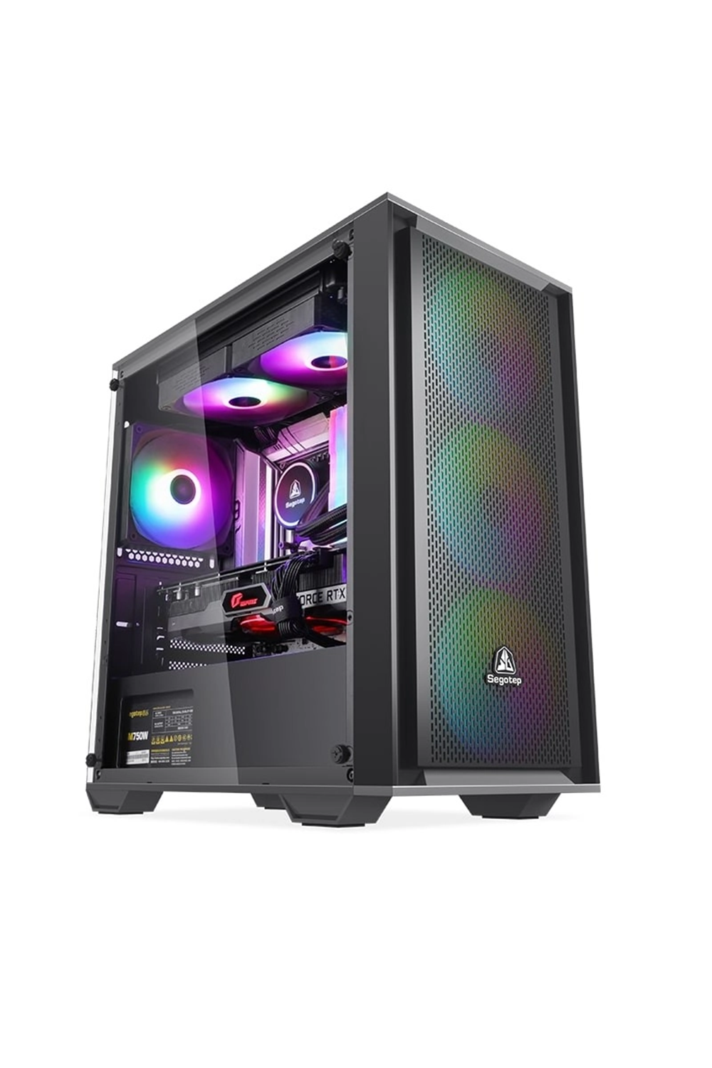 Kasa Segotep Gank 240-S Siyah 650W 80+ Midi Tower Kasa (ARGB Fan)