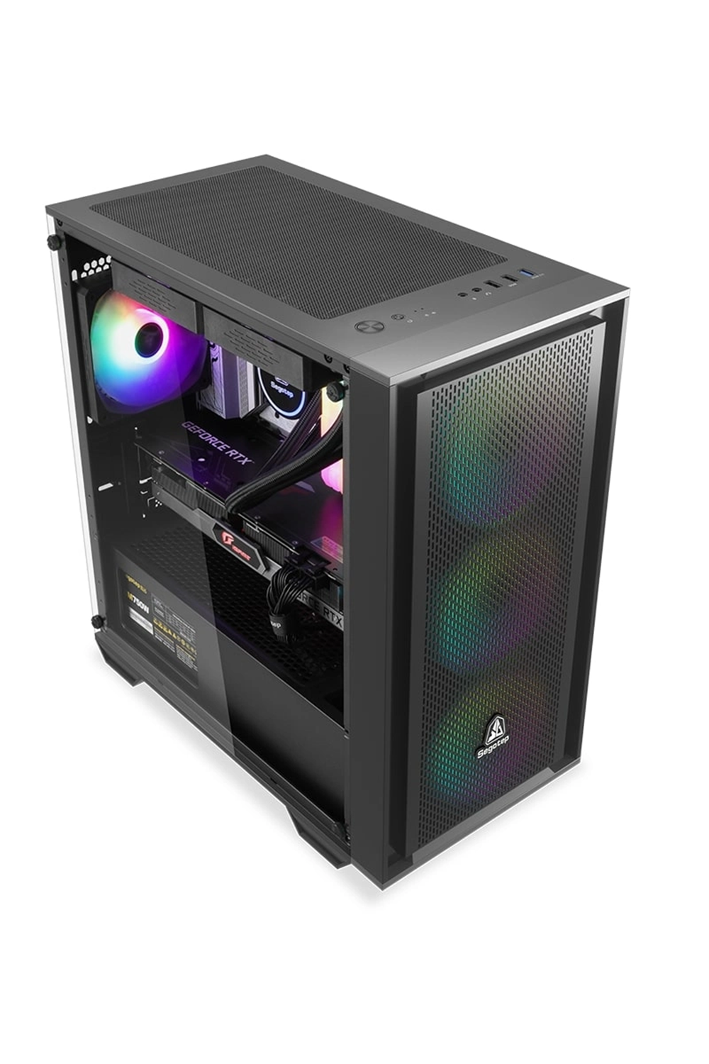 Kasa Segotep Gank 240-S Siyah 650W 80+ Midi Tower Kasa (ARGB Fan)