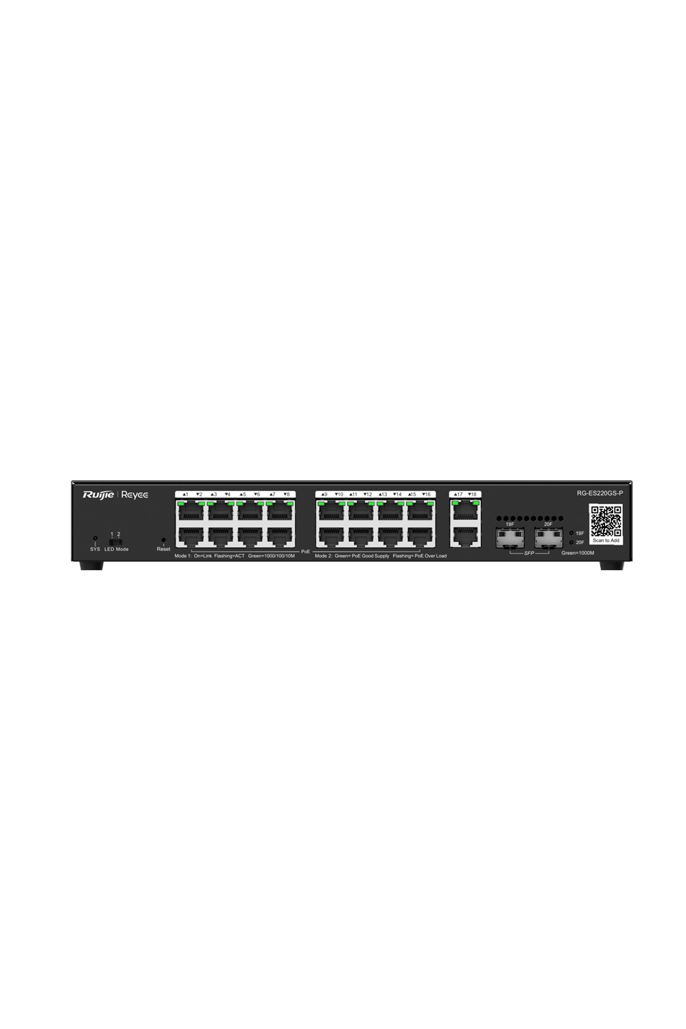 Ruijie Reyee Rg-Es220gs-P 20 Port 16 Port Gigabit PoE 2 Sfp Switch