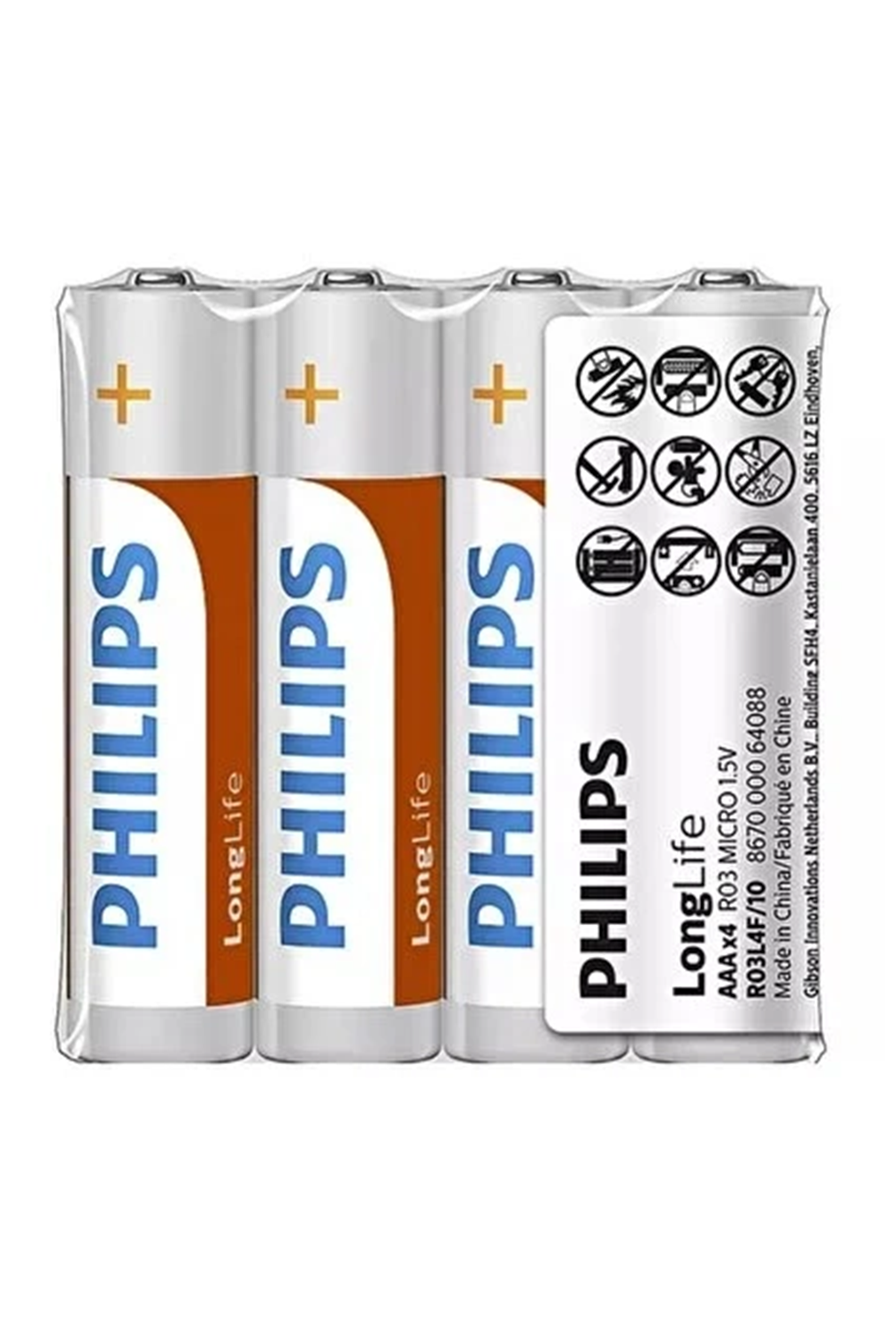 PHILIPS R03L4F/10 Longlife Çinko AAA 4lü Pil
