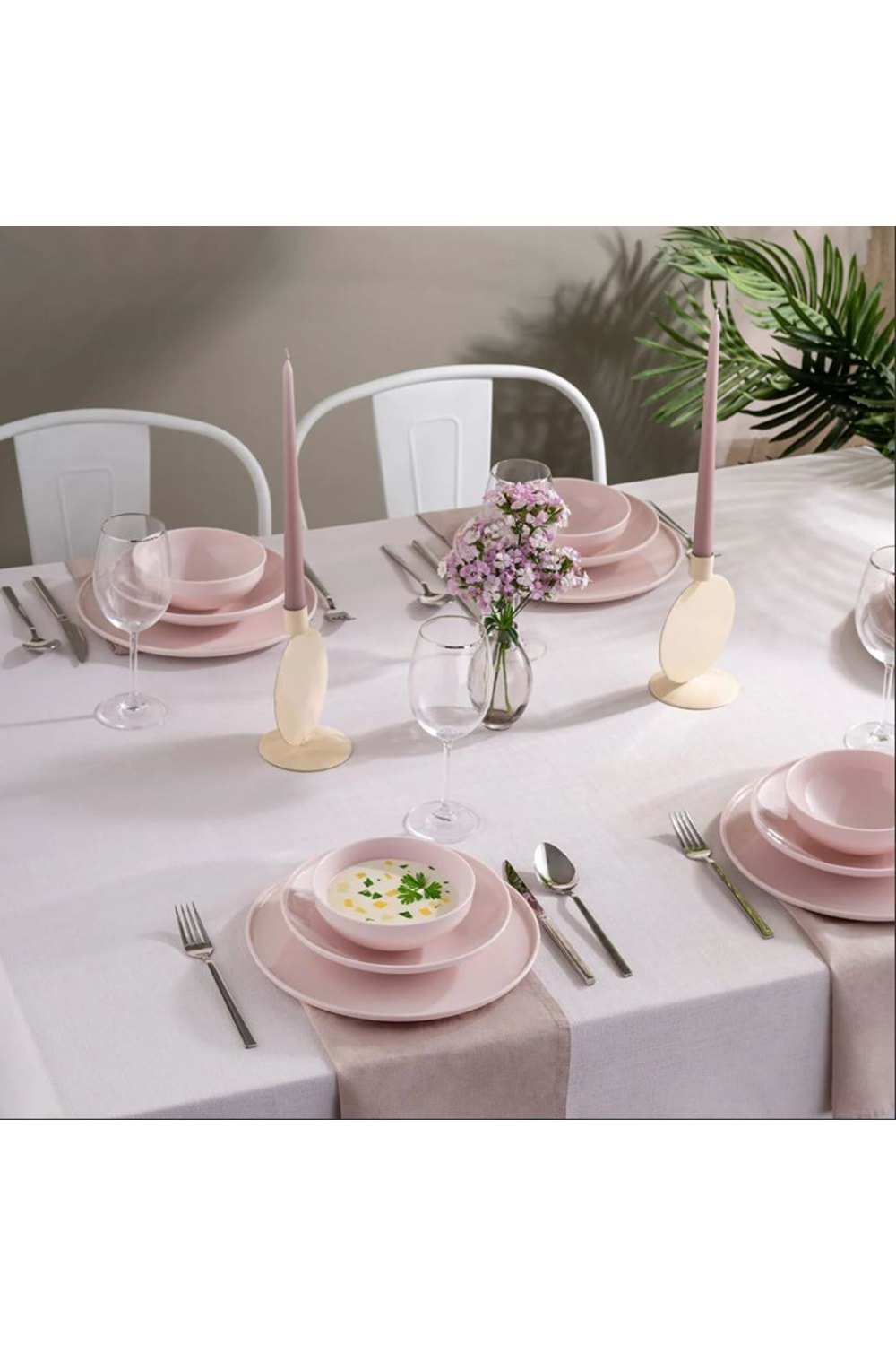 İSTANBUL PORSELEN SARA 18 PARÇA YEMEK TAKIMI PEMBE