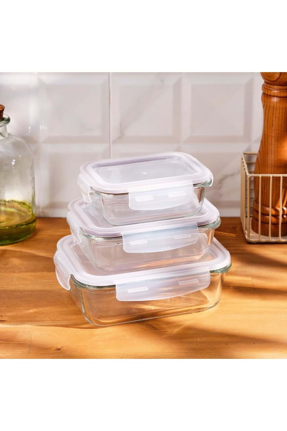 EMSAN LİNA BOROSİLİKAT 3'LÜ SAKLAMA KABI