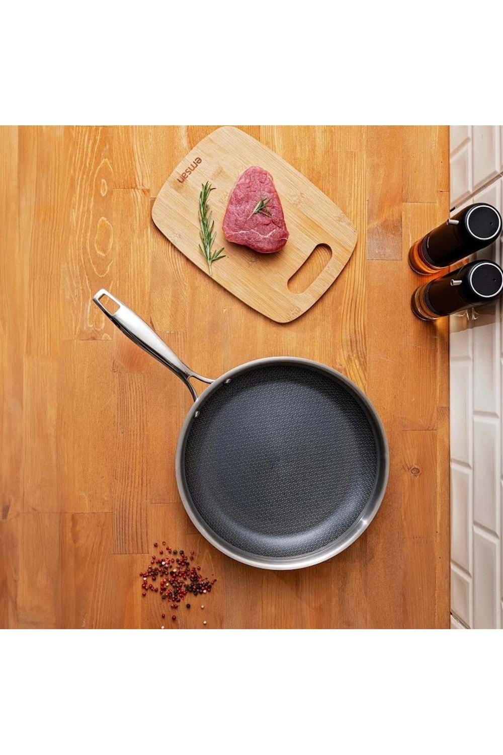 EMSAN PRO TRİ PLY TAVA 24 CM,ÇELİK